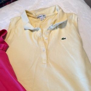 Lacoste woman’s polo shirts. Size 40 regular fit in colors yellow and hot pink